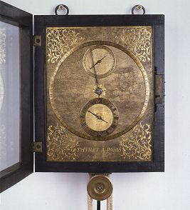 De Parijse klokkenmaker Isaac Thuret maakte deze astronomische klok in opdracht van Christiaan Huygens omstreeks 1670  - zur Vergrerung bitte Bild anklicken